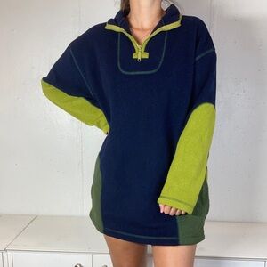 Vintage 90s Color Block Fleece Quarter Zip Pullover Sweatshirt